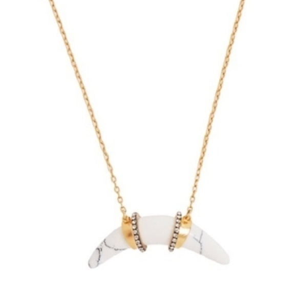 Stella & Dot Jewelry - :: S&D Gold+Pavé White Marble Horn Necklace